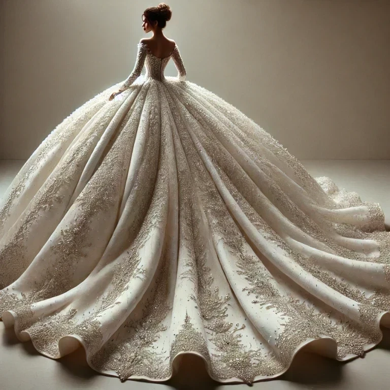 Taşlı Kabarık Kuyruklu Gelinlik