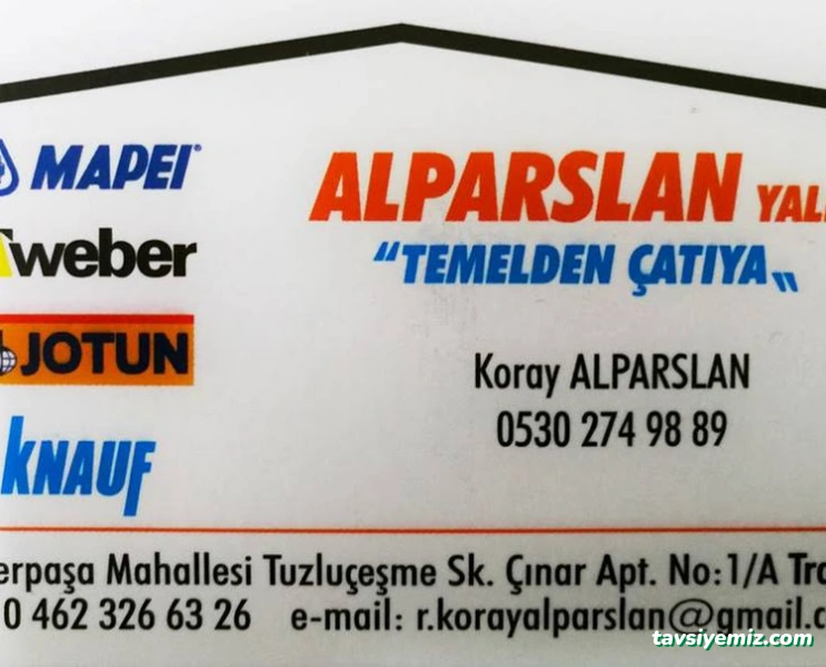 Alparslan Yalıtım Trabzon - Mantolama Çatı İzolasyon Su Yalıtımı