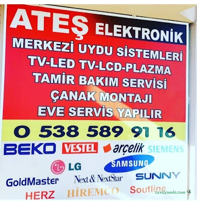 Ateş Elektronik Televizyoncu & Uyducu & Çanak Anten Tamir