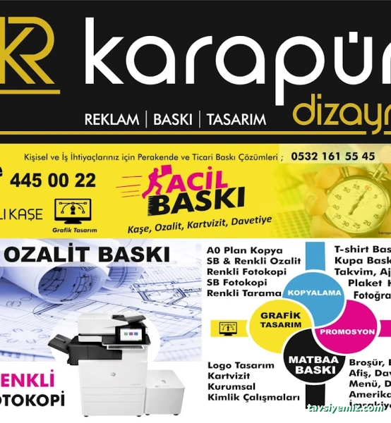 Karapür Dizayn Reklam - Tabela / Dijital Baskı Ve Kopyalama Merkezi