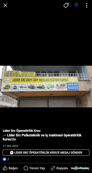 Lider Src İş Makinasi Öperatörlük Kursu