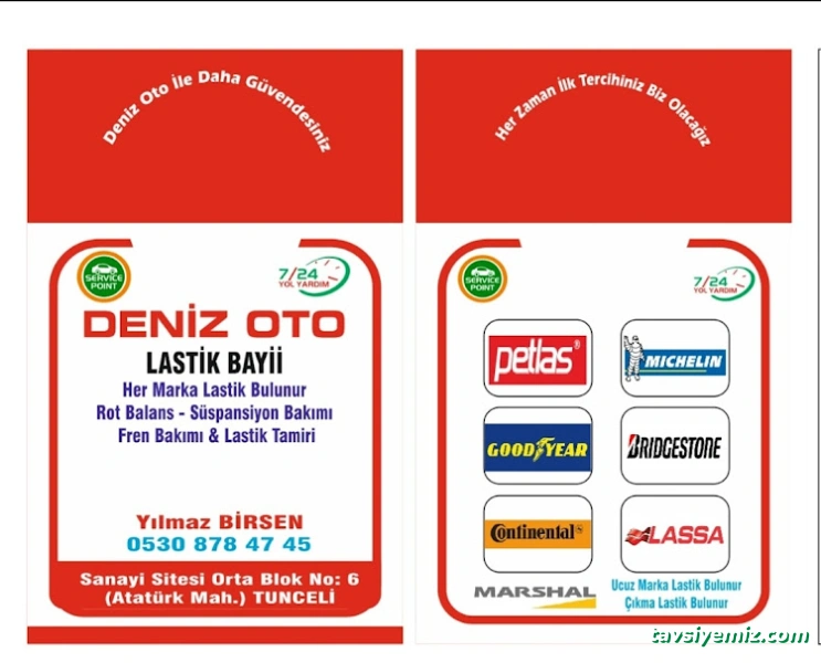 Petlas Lastik Tunceli - Rot Balans - Yol Hizmeti - Deniz Oto